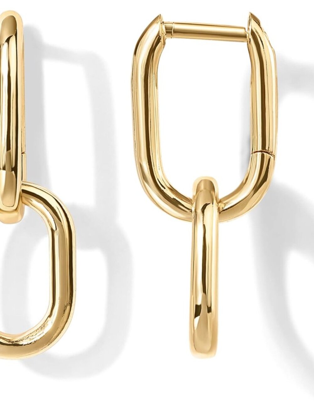 Chic 14K Gold Plated Dangle Link Earrings - Versatile Hoops for Every Occasion